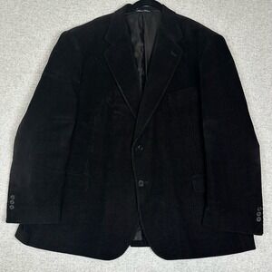 J.G. Hook Blazer Mens 48R Black Corduroy Sport Coat 2 Button Notch Lapel Lined